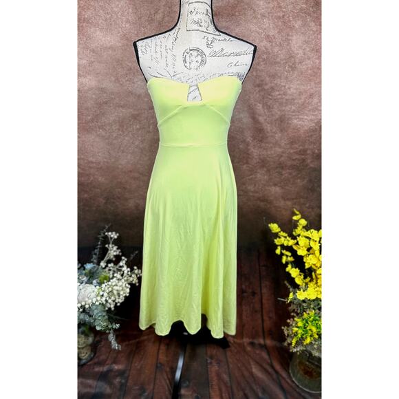 Susana Monaco Strapless High-Low Wired Midi Dress Pale Lime S - Picture 5 of 13